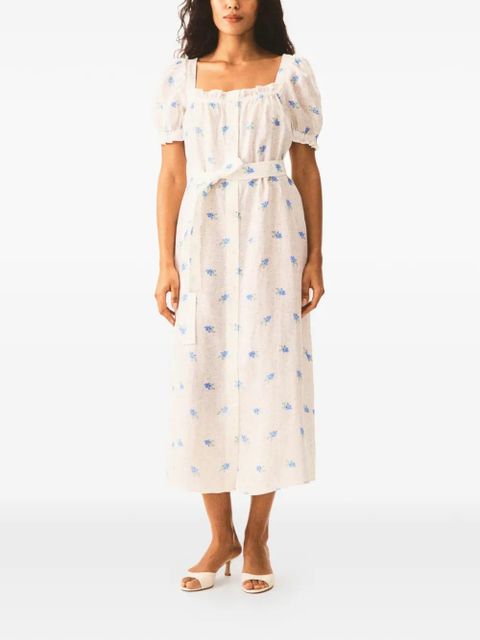 Sleeper square-neck floral linen dress - White - zdjęcie produktu nr 1
