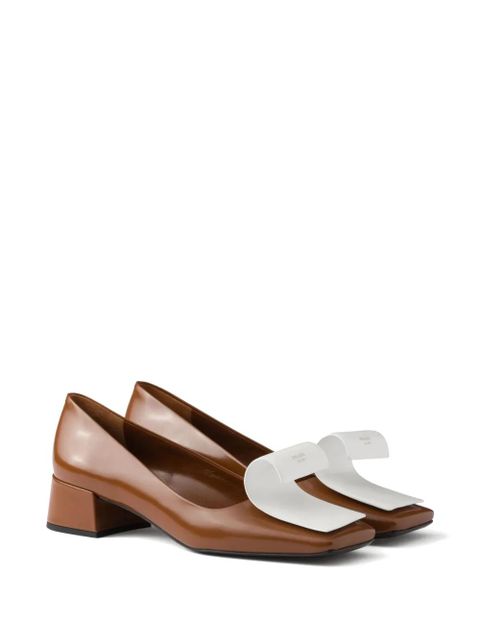 Prada 35mm two-tone brushed-leather pumps - Brown - zdjęcie produktu nr 2