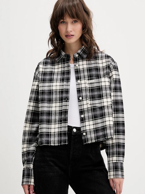 Guess Jeans koszula bawełniana damska kolor czarny relaxed z kołnierzykiem klasycznym W5BH39 WGMH1 - zdjęcie produktu nr 1