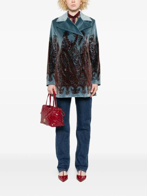 ETRO floral-print velvet jacket - Blue