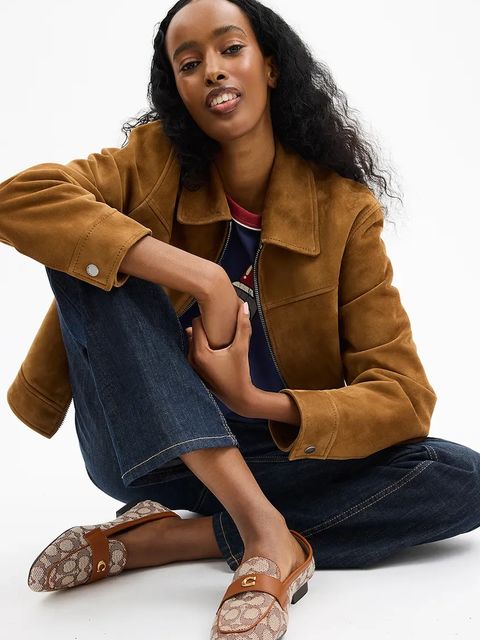 Coach mokasyny Sculpted C Jacquard damskie kolor brązowy na płaskim obcasie CCD68