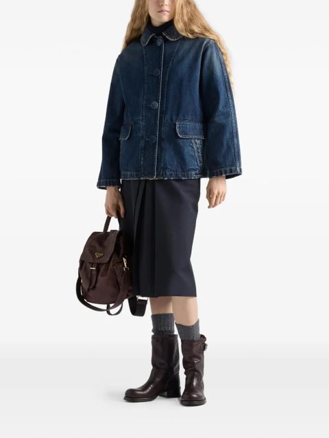 Prada washed denim blouson jacket - Blue - zdjęcie produktu nr 2