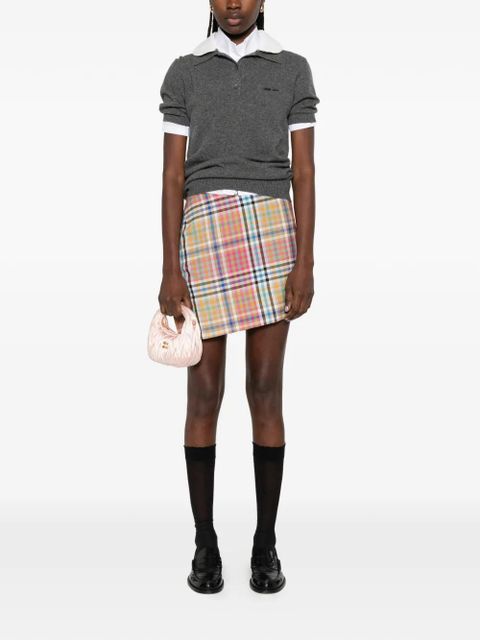 Miu Miu scalloped-collar polo sweater - Grey