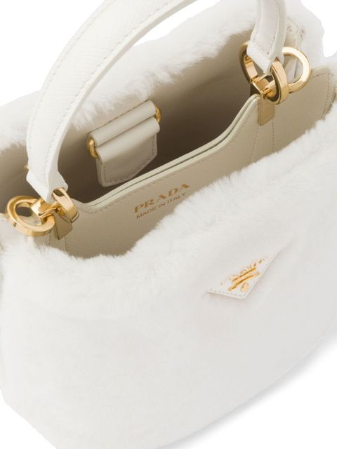 Prada mini Panier shearling tote bag - White