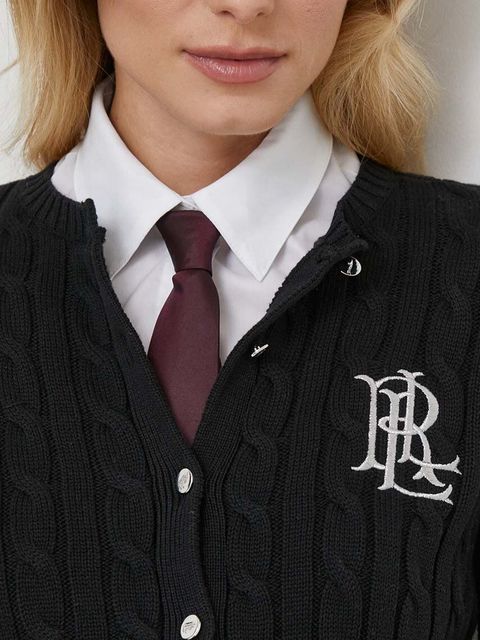 Lauren Ralph Lauren sweter bawełniany kolor czarny