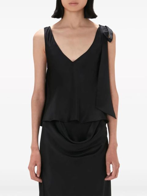 JW Anderson tie-shoulder silk vest top - Black