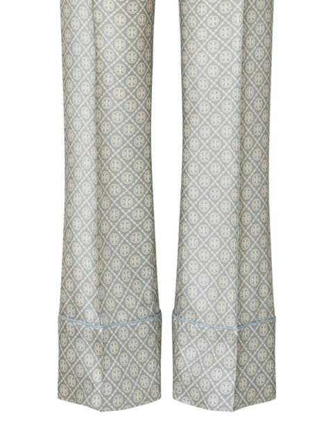 Tory Burch T Monogram-print silk trousers - Grey - zdjęcie produktu nr 2