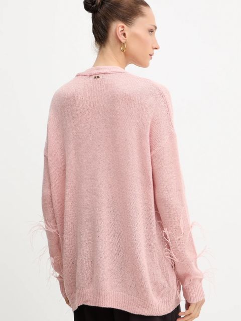 Fracomina kardigan z domieszką wełny damski kolor różowy FS25WT8006K50501