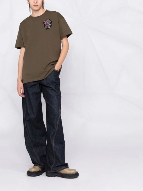 ETRO beaded motif-patch oversized T-shirt - Green