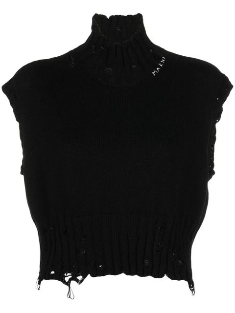 Marni distressed cropped vest - Black - zdjęcie produktu nr 1