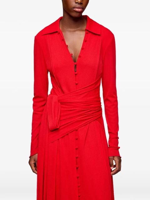 GANNI buttoned tie maxi dress - Red