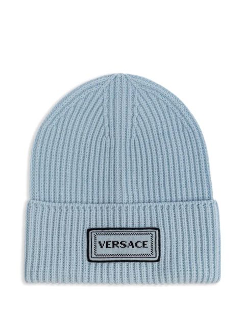 Versace logo-patch beanie - Blue - zdjęcie produktu nr 1