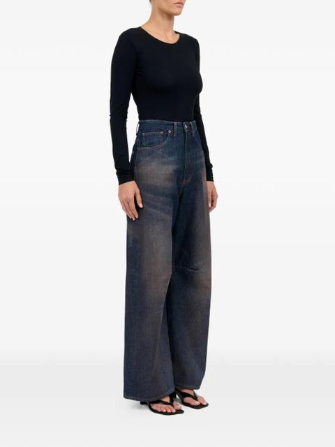 MM6 Maison Margiela faded-wash wide-leg denim jeans - Blue
