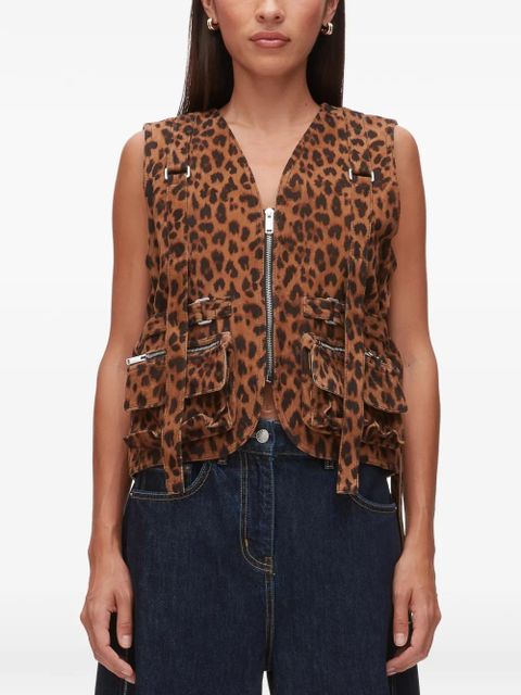 3.1 Phillip Lim leopard-print zip-up vest - Brown