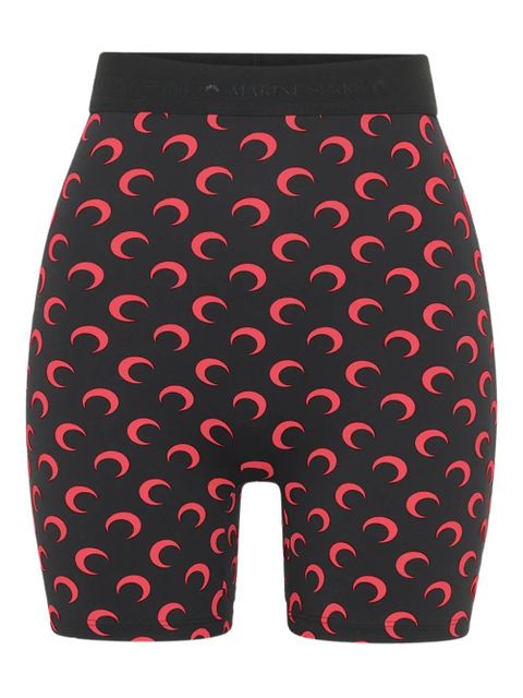 Marine Serre crescent moon-print biker shorts - Black - zdjęcie produktu nr 1