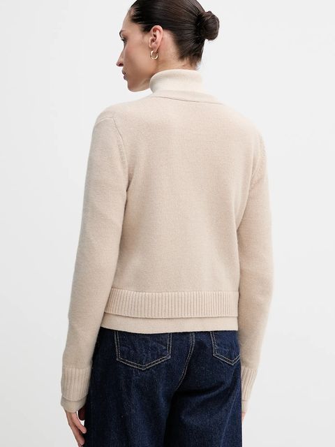 Sisley kardigan z dodatkiem wełny damski kolor beżowy lekki 122WL602S - zdjęcie produktu nr 2