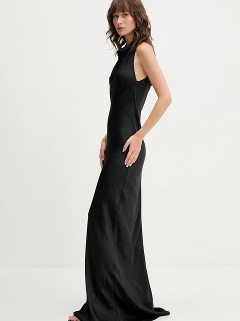 Rotate sukienka kolor czarny maxi rozkloszowana 114332100