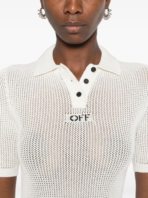 Off-White logo-embroidered polo shirt - Neutrals