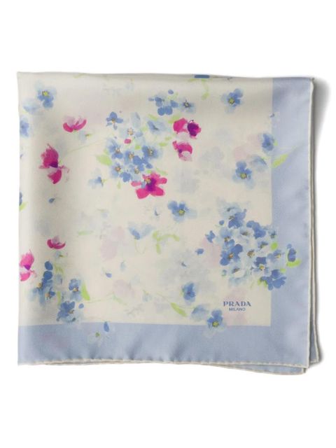 Prada floral-print twill scarf - White - zdjęcie produktu nr 1
