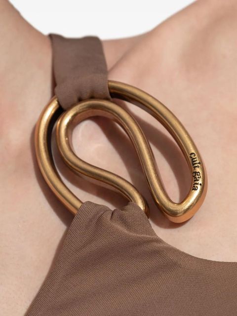 Cult Gaia Chani asymmetric neckline midi dress - Brown