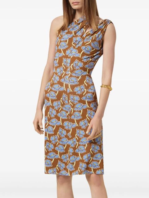 Versace Poppies midi dress - Brown