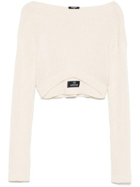 Balmain boat-neck ribbed top - Neutrals - zdjęcie produktu nr 1