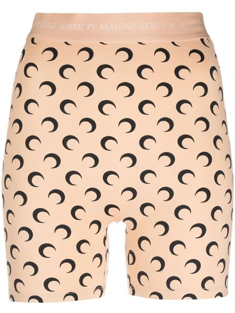 Marine Serre Moon-print cycling shorts - Neutrals - zdjęcie produktu nr 1