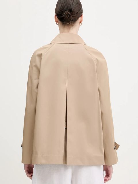 Tommy Hilfiger trencz bawełniany kolor beżowy przejściowy dwurzędowy WW0WW45618