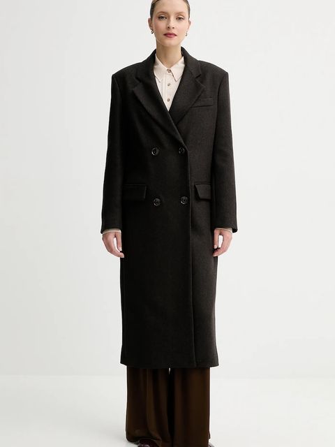 Sessun płaszcz z dodatkiem wełny kolor brązowy 25112018 - zdjęcie produktu nr 1