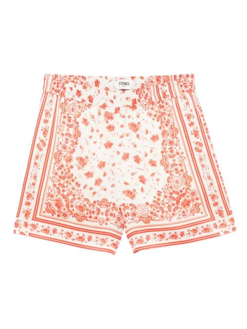 FENDI floral-print elasticated-waist shorts - Neutrals - zdjęcie produktu nr 1
