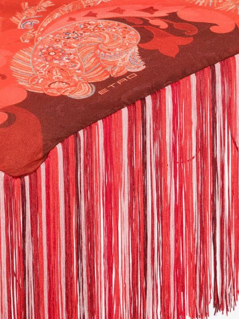 ETRO printed fringed scarf - Red
