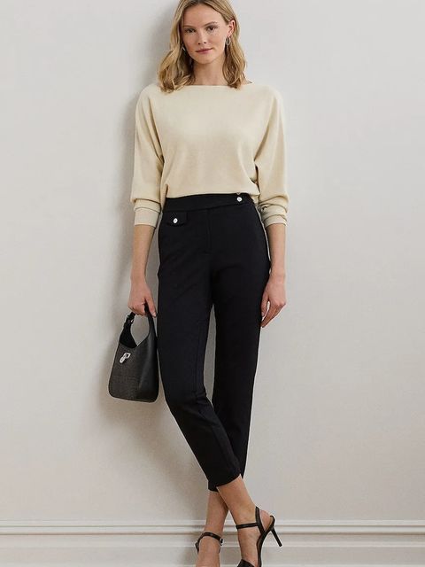 Lauren Ralph Lauren spodnie damskie kolor czarny proste medium waist 200980023