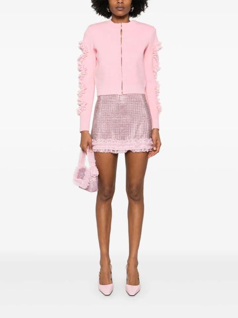 Self-Portrait crystal-embellished mini skirt - Pink