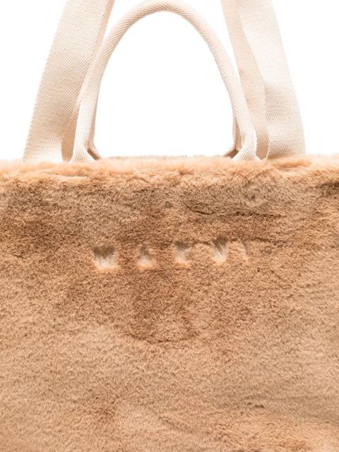 Marni logo-embroidered tote bag - Brown