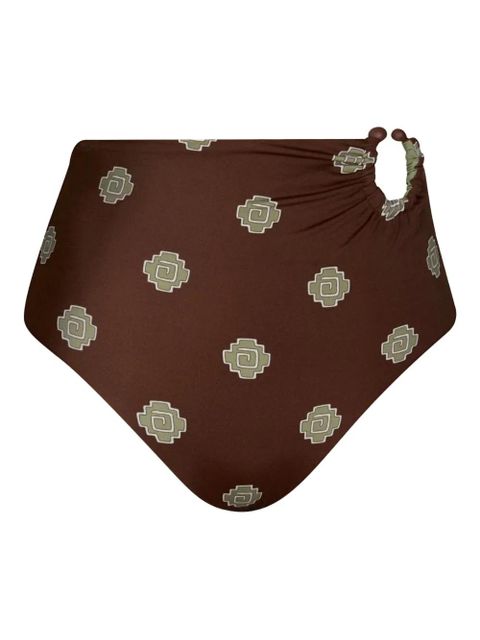 Johanna Ortiz Taita printed ruched bikini bottom - Brown