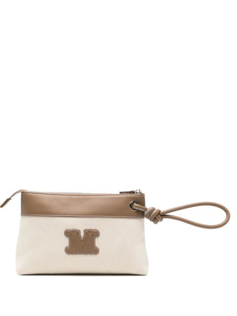 Max Mara logo-patch clutch bag - Neutrals - zdjęcie produktu nr 1