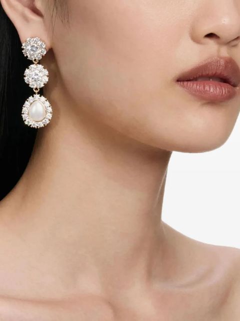 Self-Portrait crystal flower pearl earrings - Gold - zdjęcie produktu nr 2