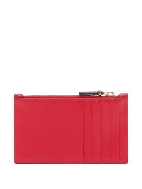 Valentino Garavani VLogo Walk zipper card holder in calfskin - Red - zdjęcie produktu nr 2