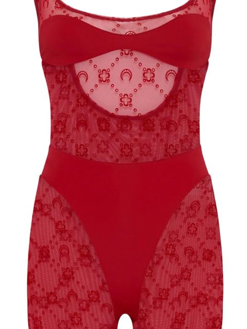 Marine Serre moonogram mesh jumpsuit - Red - zdjęcie produktu nr 2