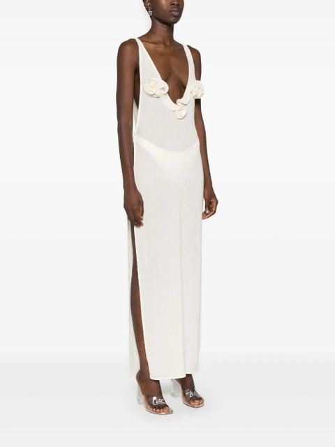 Magda Butrym floral-appliqué maxi dress - Neutrals