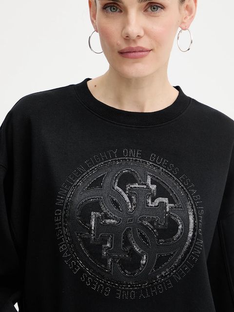 Guess bluza 4G damska kolor czarny z aplikacją W5YQ07 KB681