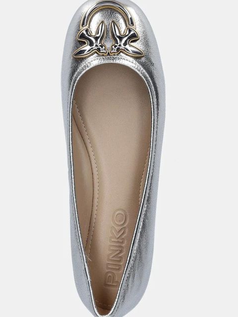 Pinko baleriny skórzane Gioia kolor srebrny SD0295 P049 ZZF