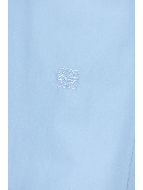 LOEWE logo-embroidered cotton shirt dress - Blue
