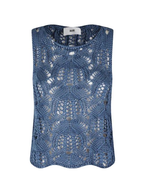 SOLOTRE Maglia Rete crochet-knit top - Blue - zdjęcie produktu nr 1