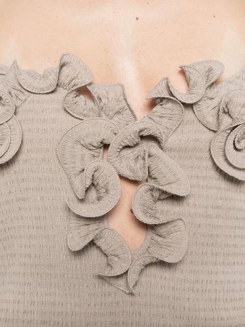 Magda Butrym floral-appliqué mini dress - Brown