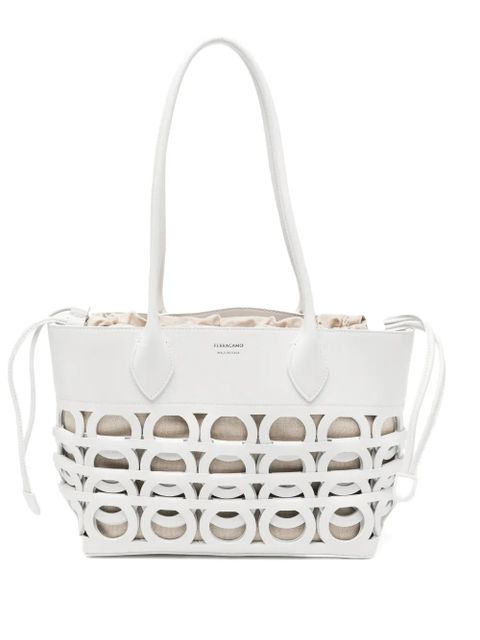 Ferragamo Gancini logo tote bag - White