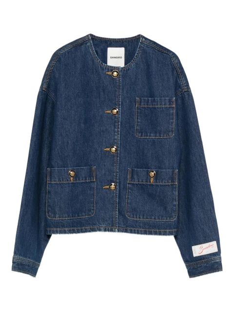SANDRO button-up pocket denim jacket - Blue - zdjęcie produktu nr 1