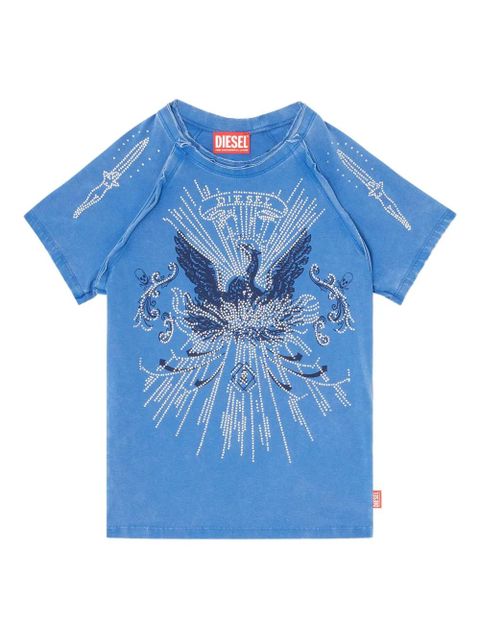 Diesel rhinestone-embellished raglan-sleeve T-shirt - Blue - zdjęcie produktu nr 1