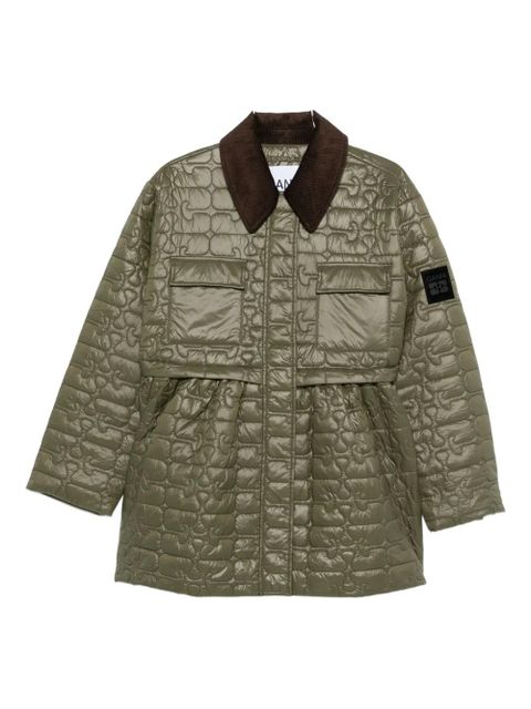 GANNI corduroy collar quilted jacket - Green