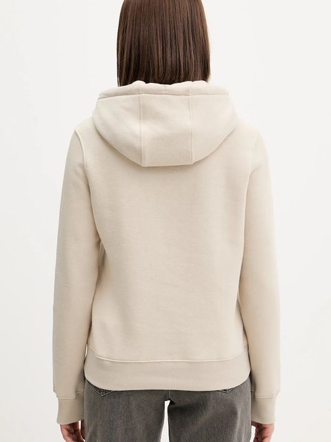 Tommy Jeans bluza damska kolor beżowy z kapturem gładka DW0DW19958